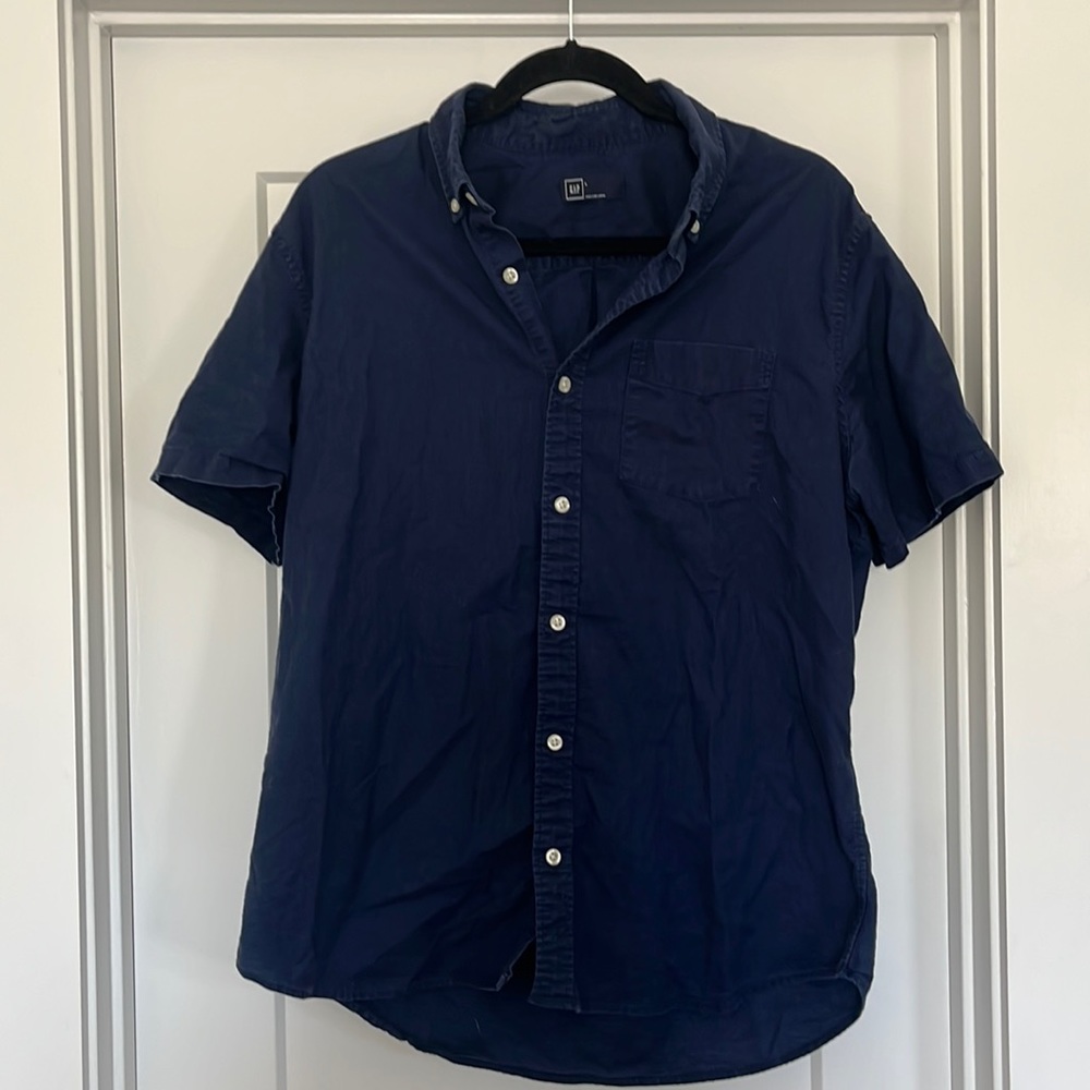 Dark Blue short sleeve button down from Gap (size L)
